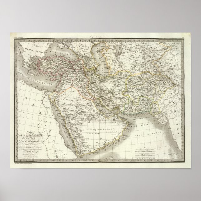 Affiche Carte Atlas du Moyen-Orient 2 (Devant)
