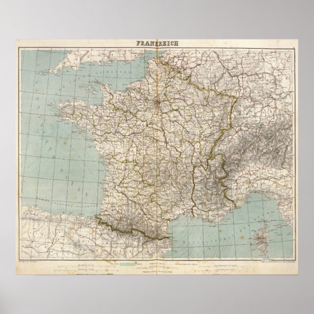 Affiche Carte Atlas France (Devant)