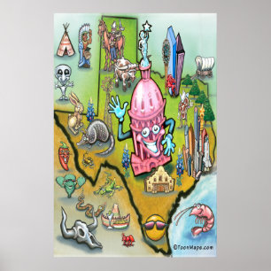 Affiche Carte Austin TEXAS