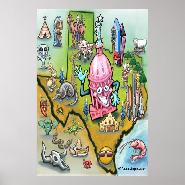 Affiche Carte Austin TEXAS (Devant)