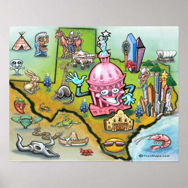 Affiche Carte Austin TEXAS (Devant)