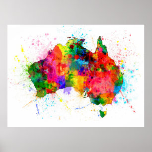Affiche Carte Australie des cisailles de peinture