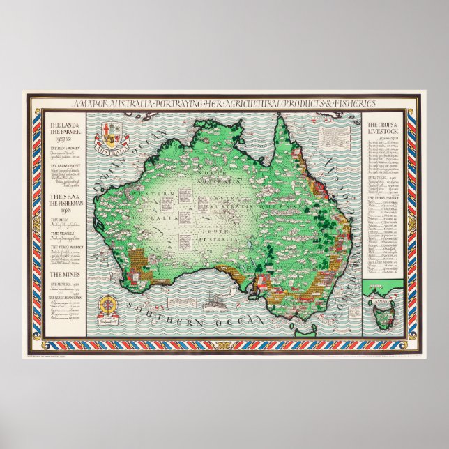 Affiche Carte Australie Vintage (Devant)