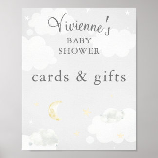 Affiche Carte Baby shower et cadeaux Twinkle Star Gris