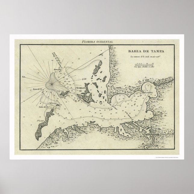 Affiche Carte Bahia De Tampa Floride 1809 (Devant)