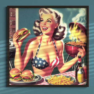 Affiche Carte BBQ américaine