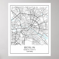 Carte Berlin - Berlin Carte noire et blanche Poste
