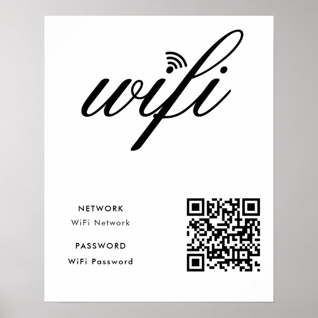 Affiche Carte blanche du réseau Wifi de marque personnalis (Devant)