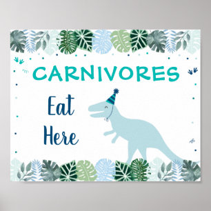 Affiche Carte Bleu Dinosaur Safari Carnivores