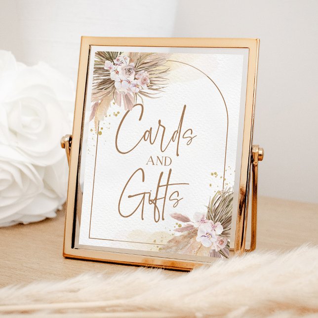Affiche Carte Boho et cadeaux Pampas Panneau de la table b (Créateur téléchargé)