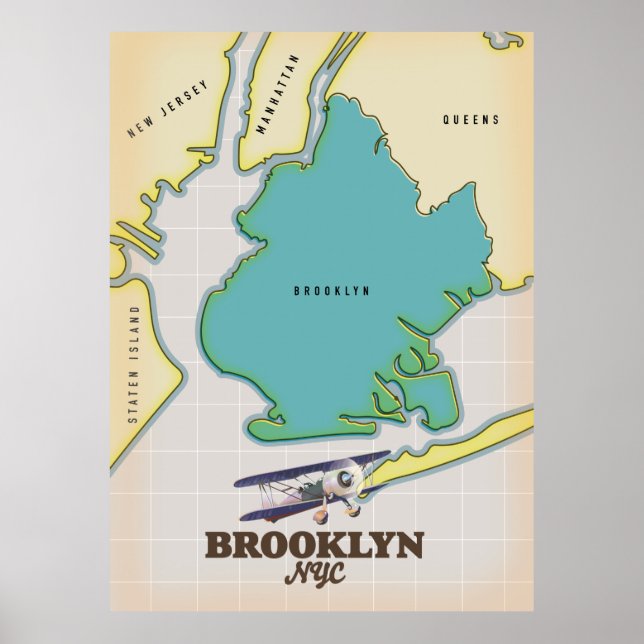 Affiche Carte Brooklyn New York (Devant)