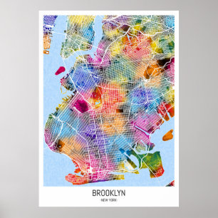 Affiche Carte Brooklyn New York