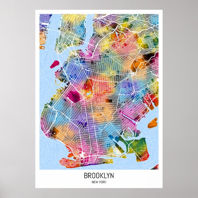 Affiche Carte Brooklyn New York (Devant)