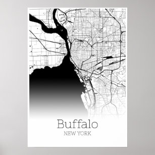 Affiche Carte Buffalo - New York - Carte de la ville Poste