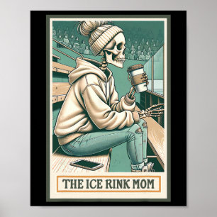 Affiche Carte cadeau de squelette de maman de patinoire de