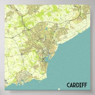 Affiche Carte Cardiff