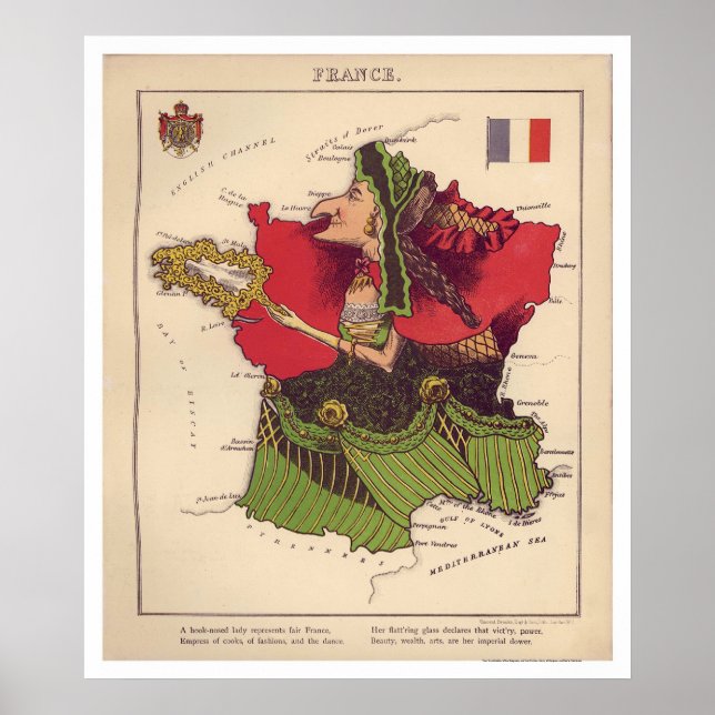 Affiche Carte Caricature France 1868 (Devant)