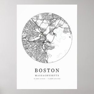 Affiche Carte cartographique de Boston