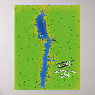 Affiche Carte cartographique de l'Ohio du barrage Hoover