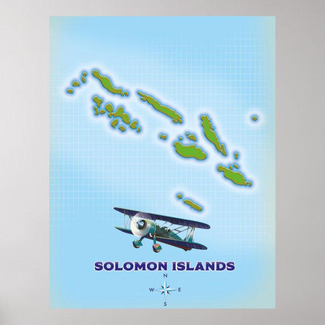 Affiche Carte cartographique des îles Salomon. (Devant)