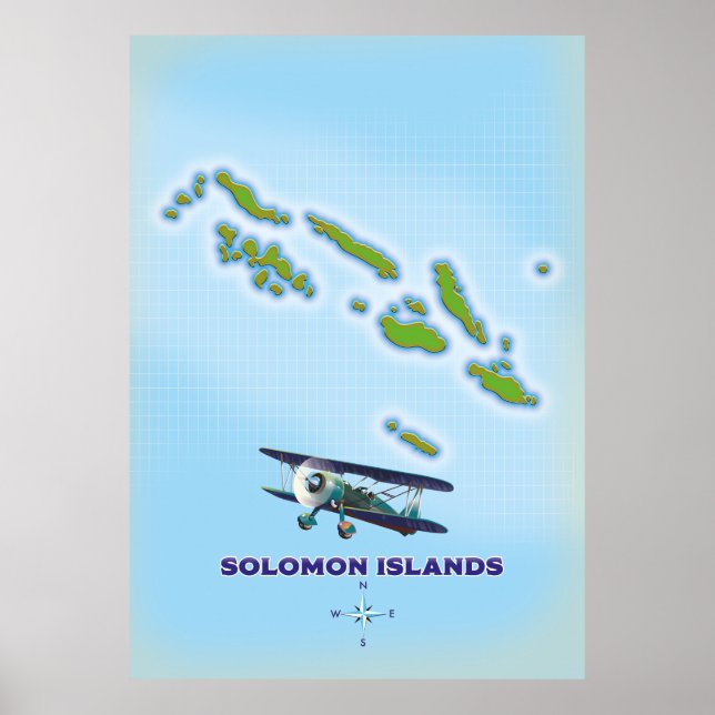 Affiche Carte cartographique des îles Salomon. (Devant)