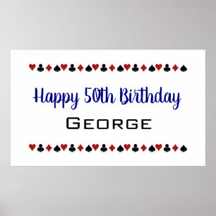 Affiche Carte Casino Blue Las Vegas Style Convient Anniver