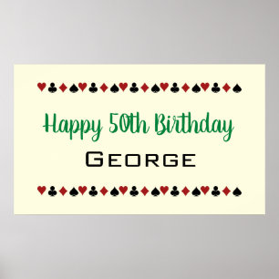 Affiche Carte Casino Green Las Vegas Style Convient Annive