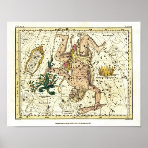 Affiche Carte céleste ancienne de la constellation d'Hercu