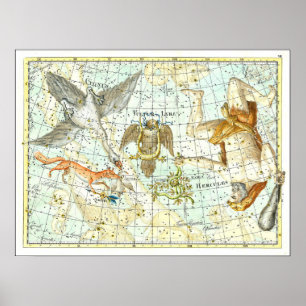 Affiche Carte céleste ancienne de la constellation d'Hercu