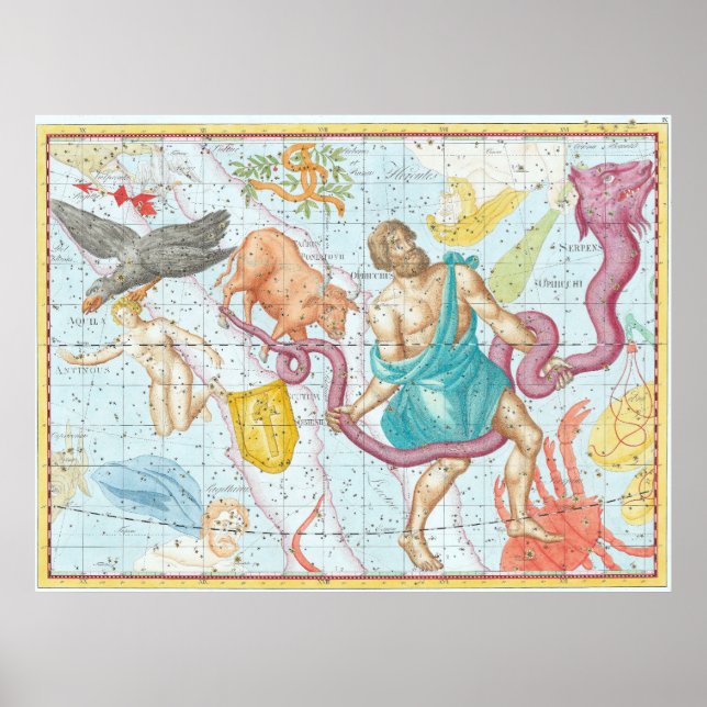Affiche Carte céleste de 1801 (Devant)