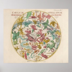 Affiche Carte céleste vintage