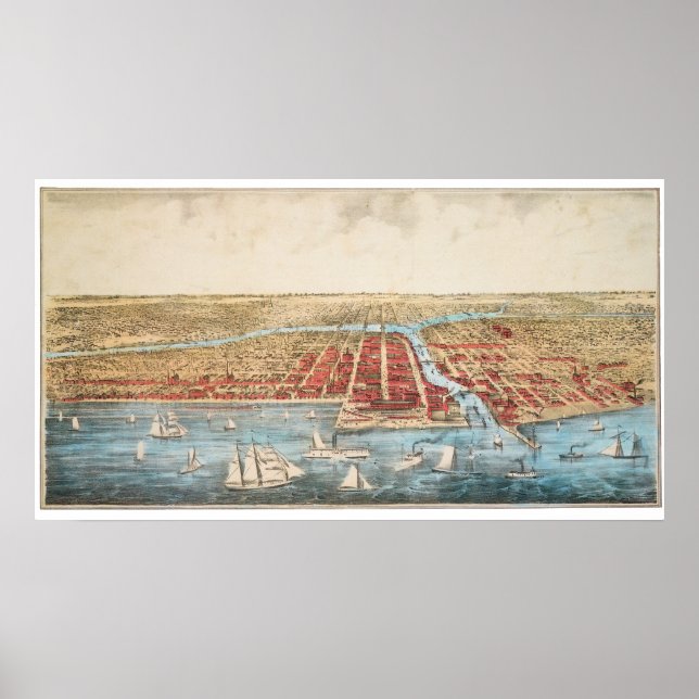 Affiche CARTE : CHICAGO, c1857 (Devant)