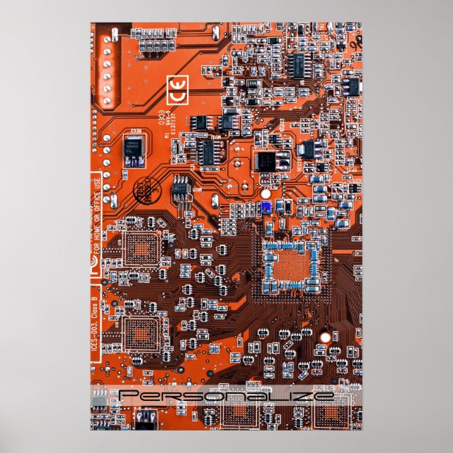 Affiche Carte circuit imprimé circuit orange PCB (Devant)