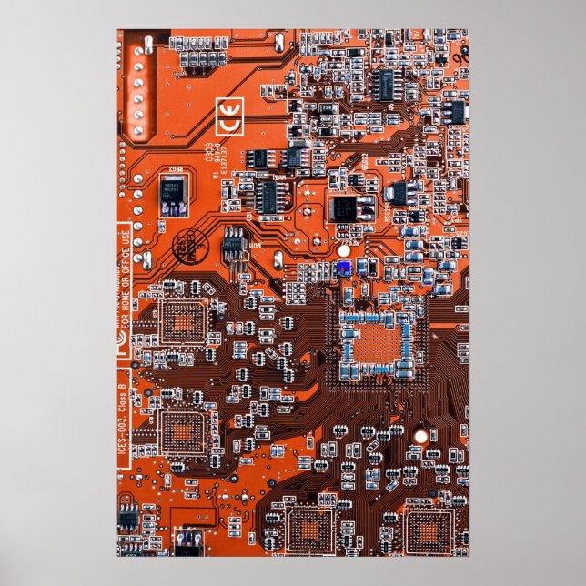 Affiche Carte circuit imprimé circuit orange PCB (Devant)
