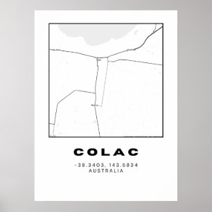 Affiche Carte Colac minimaliste avec coordonnées