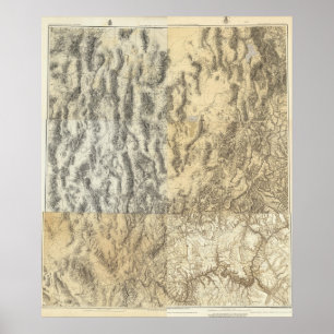 Affiche Carte composite de l'Arizona, du Nevada et de l'Ut