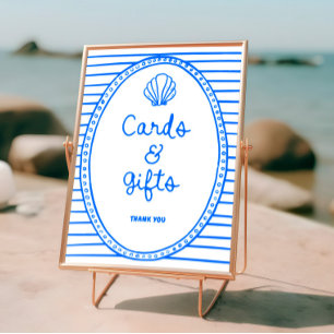 Affiche Carte Côtière Bleue Dessinée À La Main Cadeaux Cad