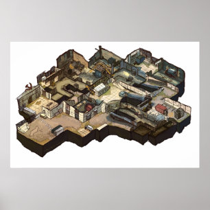 Affiche Carte CSGO isométrique du cache