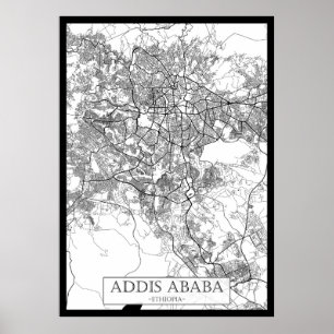Affiche Carte d'Addis-Abeba Éthiopie