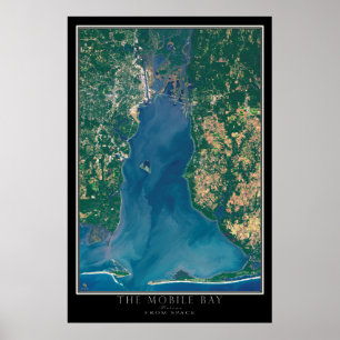 Affiche Carte d'affichage satellite de Mobile Bay Alabama