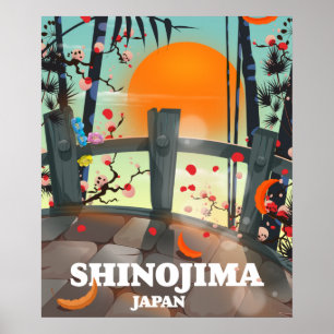 Affiche carte d'affiche de voyage de Shinojima
