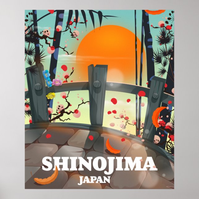 Affiche carte d'affiche de voyage de Shinojima (Devant)