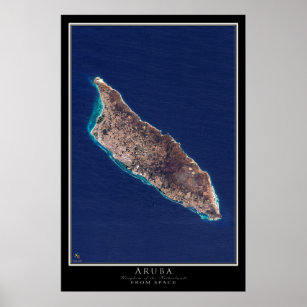Affiche Carte d'affiche satellite d'Aruba