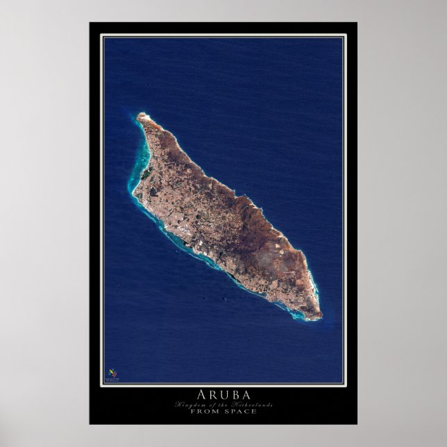 Affiche Carte d'affiche satellite d'Aruba (Devant)
