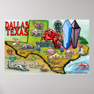 Affiche Carte Dallas TEXAS