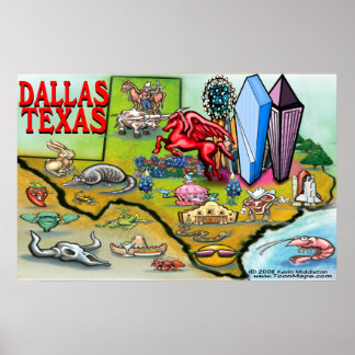 Affiche Carte Dallas TEXAS