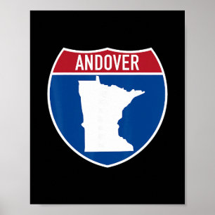 Affiche Carte d'Andover Minnesota Panneau routier Intersta