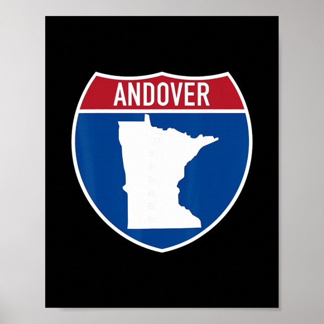 Affiche Carte d'Andover Minnesota Panneau routier Intersta (Devant)