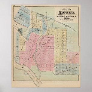 Affiche Carte d'Anoka, comté d'Anoka, Minnesota