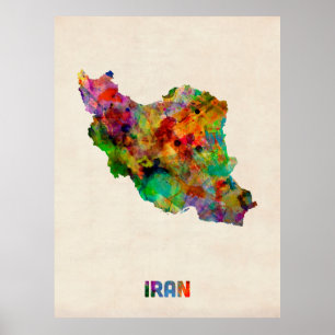 Affiche Carte d'aquarelle de l'Iran